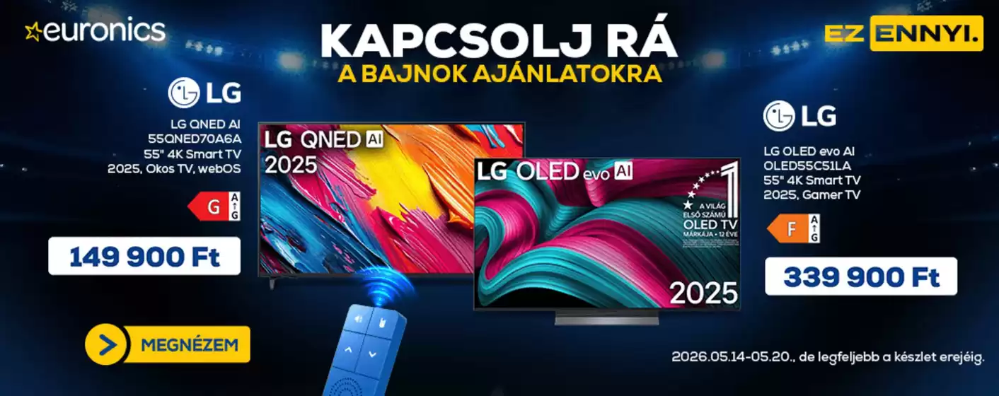 Euronics katalógus, Budaörs | Euronics akciós | 2026-05-14T00:00:00.000Z - 2026-05-20T00:00:00.000Z