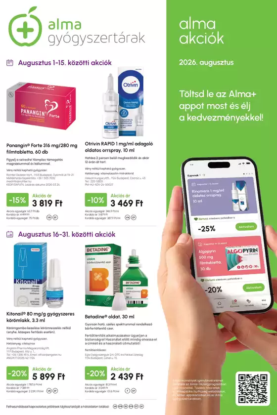 Alma Gyógyszertárak katalógus, Gödöllő | 2026 . augusztus | 2026-08-01T00:00:00.000Z - 2026-08-31T00:00:00.000Z
