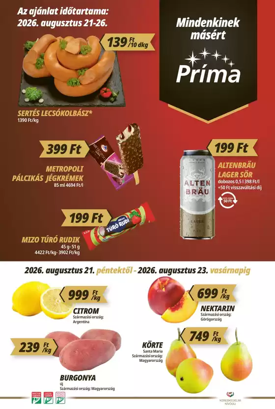 Príma katalógus, Miskolc | Príma Augusztus 21-26. | 2026-08-21T00:00:00.000Z - 2026-08-26T00:00:00.000Z