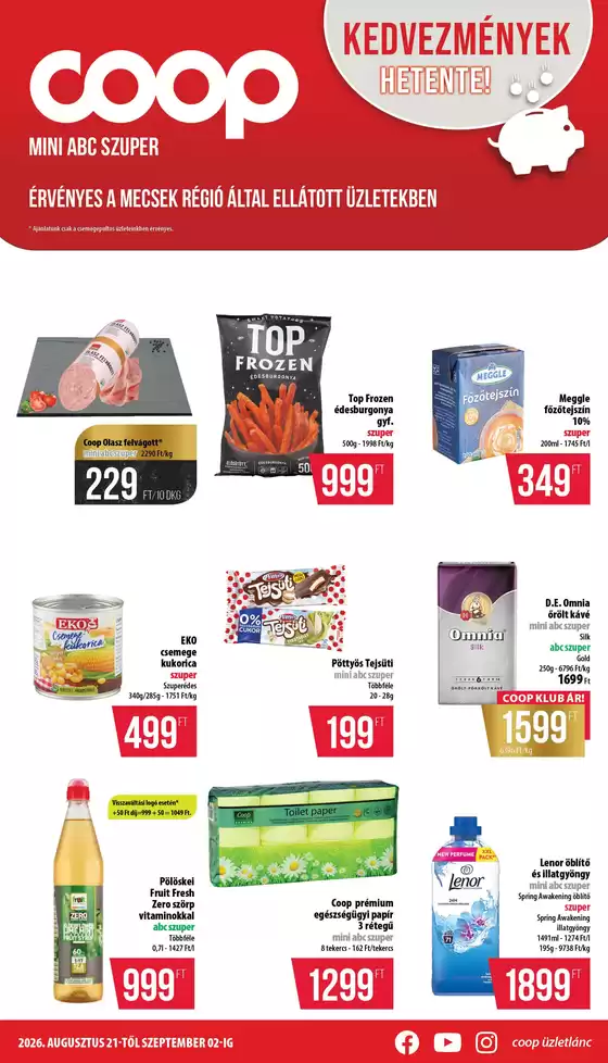 Coop katalógus, Budapest | Coop regionális szórólap augusztus 4-5. hét - Mecsek | 2026-08-21T00:00:00.000Z - 2026-09-02T00:00:00.000Z