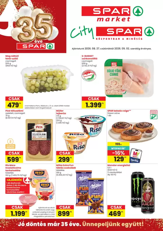 Spar katalógus | Csúcsajánlatok minden kedvezményvadásznak | 2026-08-27T00:00:00.000Z - 2026-09-02T00:00:00.000Z