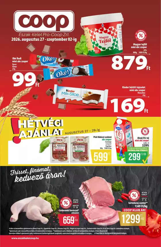 Coop katalógus | Coop regionális szórólap augusztus 5. hét - Észak-Kelet | 2026-08-27T00:00:00.000Z - 2026-09-02T00:00:00.000Z