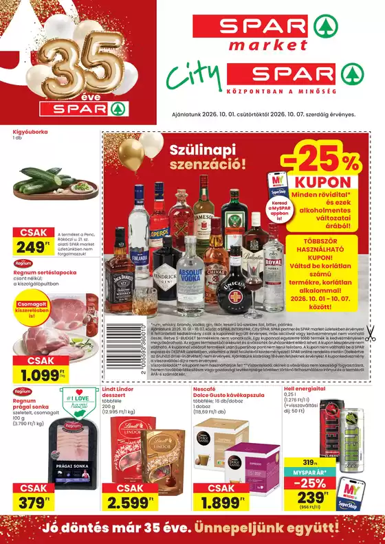Spar katalógus, Zalaszentgrót | Takarítson meg most ajánlatainkkal | 2026-10-01T00:00:00.000Z - 2026-10-07T00:00:00.000Z
