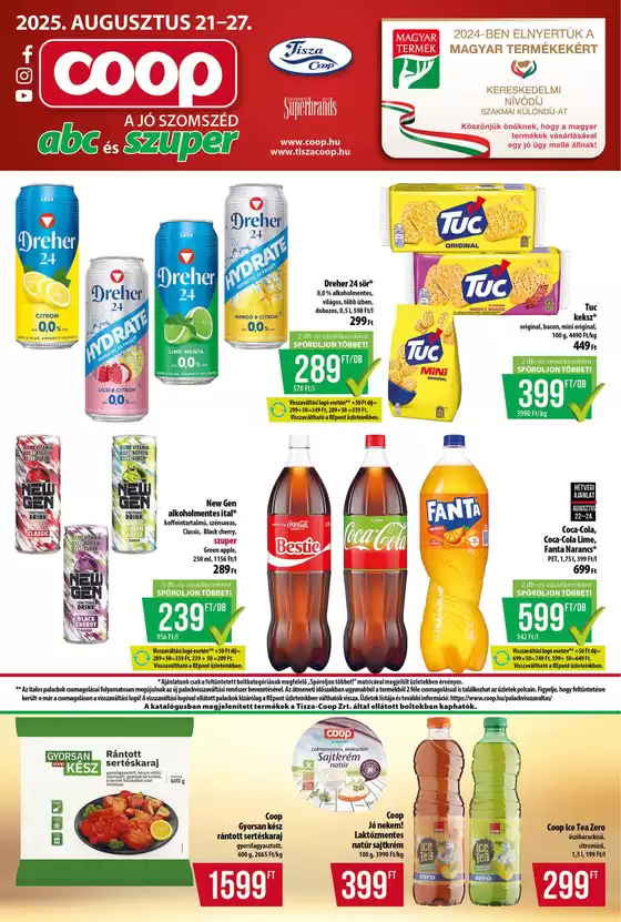 Coop katalógus | Csúcsajánlatok minden ügyfélnek | 2025-08-21T00:00:00.000Z - 2025-08-27T00:00:00.000Z