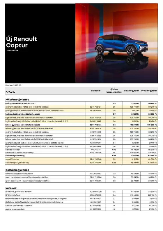 Renault Renault tartozek arlista Captur