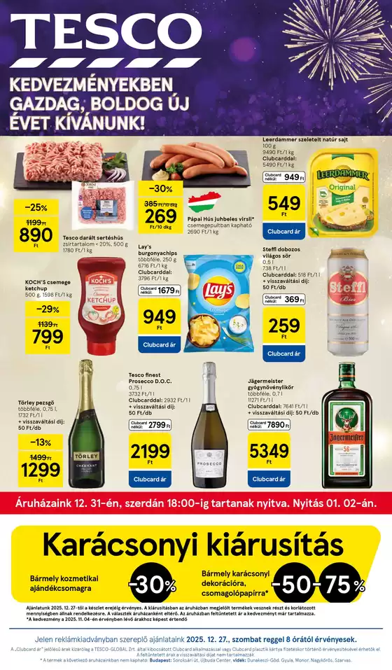 Tesco katalógus, Tiszafüred | Csúcsajánlatok a takarékosoknak | 2025-12-27T00:00:00.000Z - 2025-12-31T00:00:00.000Z