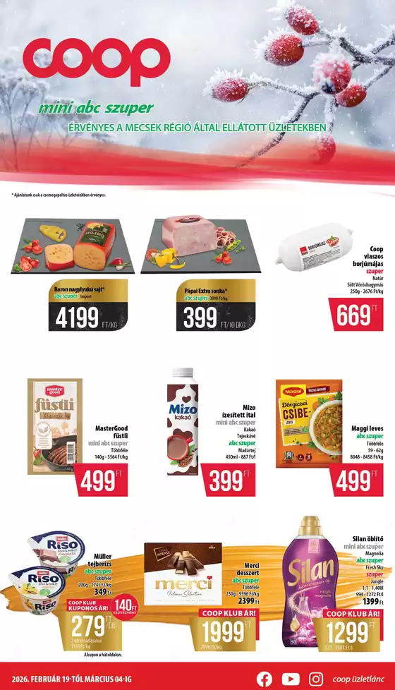 Coop katalógus, Kaposvár | Coop regionális szórólap február 4-5. hét - Mecsek | 2026-02-19T00:00:00.000Z - 2026-03-04T00:00:00.000Z