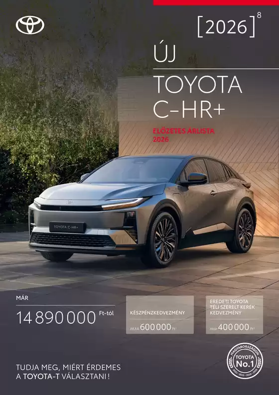 Toyota katalógus, Érd | Arlista uj toyota c hr plus | 2026-03-01T00:00:00.000Z - 2026-03-31T00:00:00.000Z