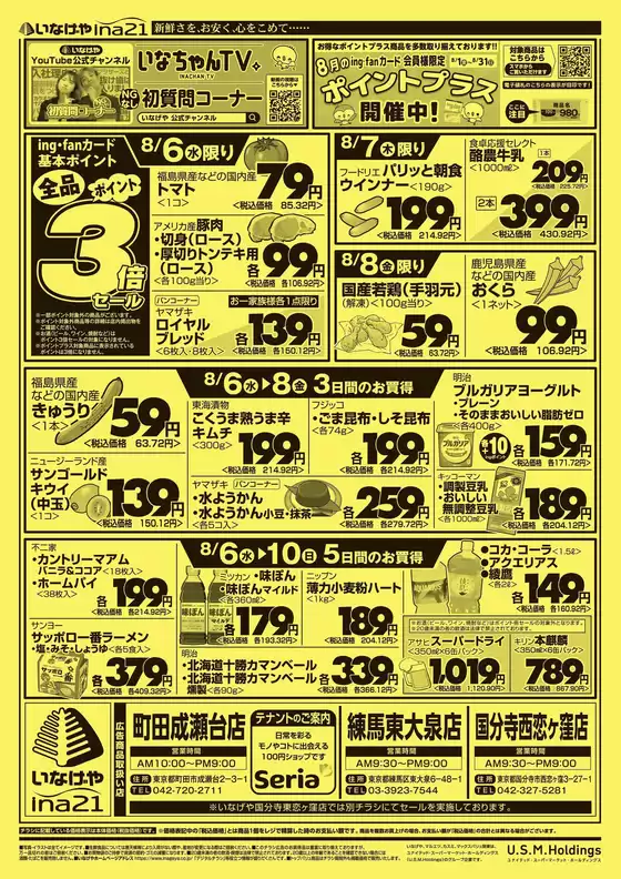 大和市でのいなげやのカタログ | 割引とプロモーション | 2025-08-06T00:00:00.000Z - 2025-08-15T00:00:00.000Z