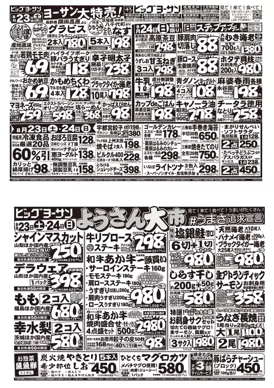 倉敷市でのビッグヨーサンのカタログ | ビッグヨーサン チラシ | 2025-08-22T00:00:00.000Z - 2025-08-24T00:00:00.000Z