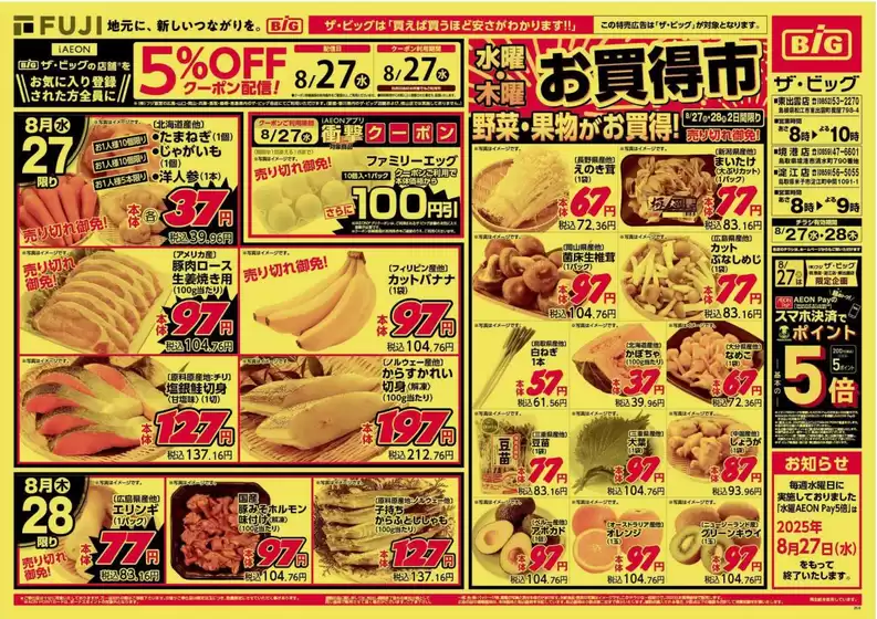 豊田市でのザ・ビッグのカタログ | トップディールと割引 | 2025-08-27T00:00:00.000Z - 2025-08-28T00:00:00.000Z