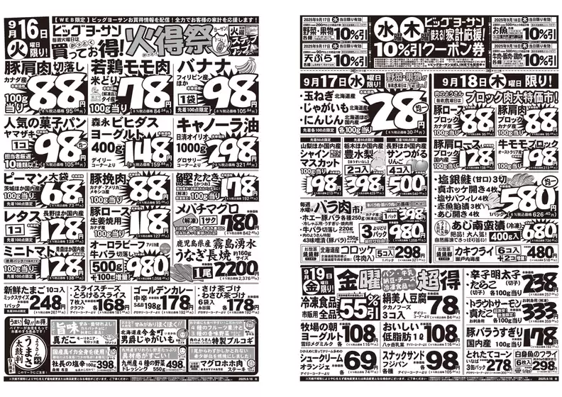 ビッグヨーサンのカタログ | ビッグヨーサン チラシ | 2025-09-15T00:00:00.000Z - 2025-09-19T00:00:00.000Z