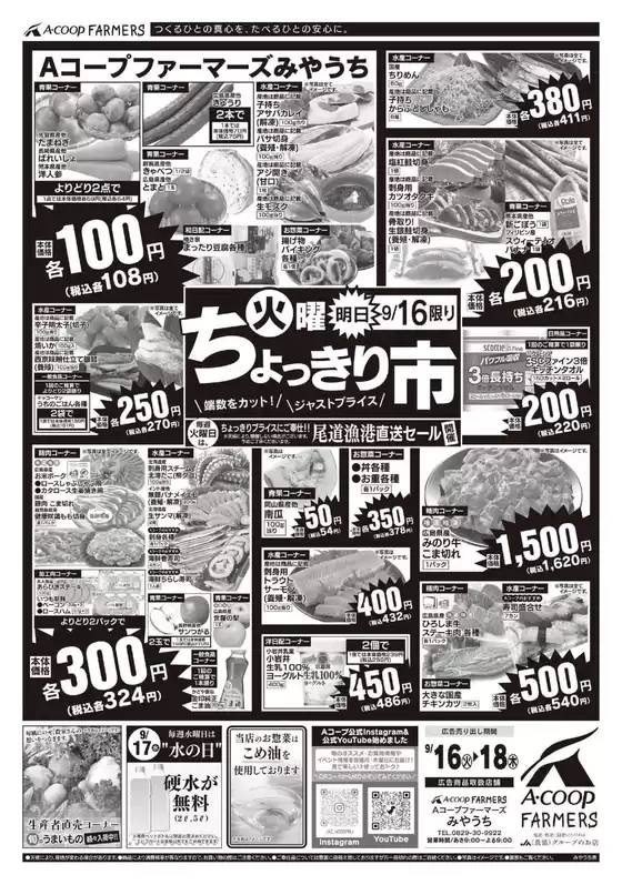 名取市でのAコープ西日本のカタログ | すべての掘り出し物ハンターのためのトップオファー | 2025-09-16T00:00:00.000Z - 2025-09-18T00:00:00.000Z