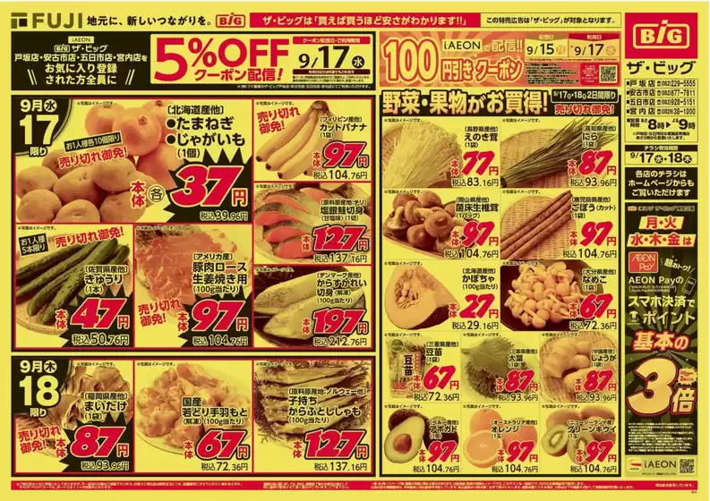 岩国市でのザ・ビッグのカタログ | 選ばれた製品の素晴らしい割引 | 2025-09-17T00:00:00.000Z - 2025-09-18T00:00:00.000Z