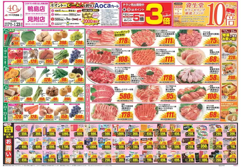 燕市でのクスリのアオキのカタログ | すべての人のための魅力的な特別オファー | 2025-09-17T00:00:00.000Z - 2025-10-01T00:00:00.000Z