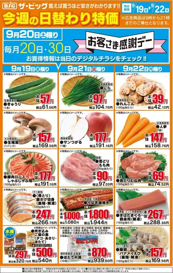 深川市でのザ・ビッグのカタログ | 私たちのお客様のための排他的な取引 | 2025-09-19T00:00:00.000Z - 2025-09-22T00:00:00.000Z