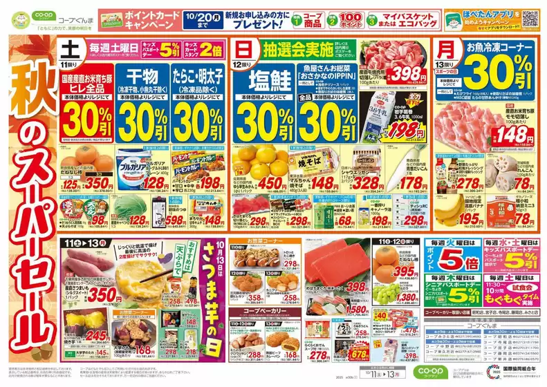 和歌山市でのコープぐんまのカタログ | 現在の取引とオファー | 2025-10-11T00:00:00.000Z - 2025-10-12T00:00:00.000Z