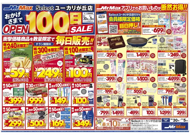 松江市でのミスターマックスのカタログ | おかげさまでOPEN100日SALE（10/30～11/5） | 2025-10-30T00:00:00.000Z - 2025-11-05T00:00:00.000Z