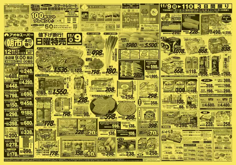 大和市でのアオキスーパーのカタログ | 私たちのお客様のための排他的な取引 | 2025-11-09T00:00:00.000Z - 2025-11-11T00:00:00.000Z