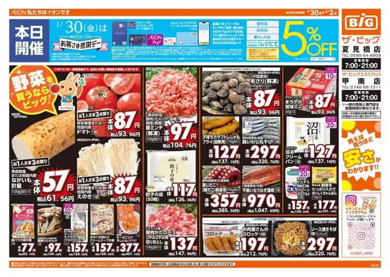 多賀城市でのザ・ビッグのカタログ | 排他的な掘り出し物 | 2026-01-30T00:00:00.000Z - 2026-02-02T00:00:00.000Z