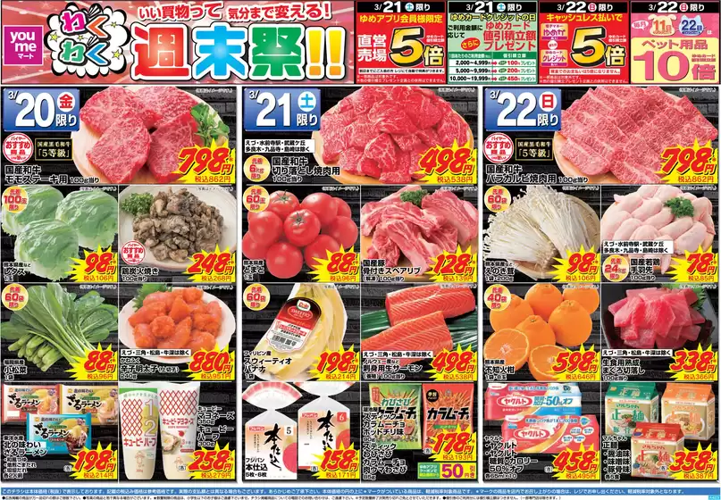 東村山郡でのゆめマートのカタログ | 320金-322日 | 2026-03-19T00:00:00.000Z - 2026-03-22T00:00:00.000Z