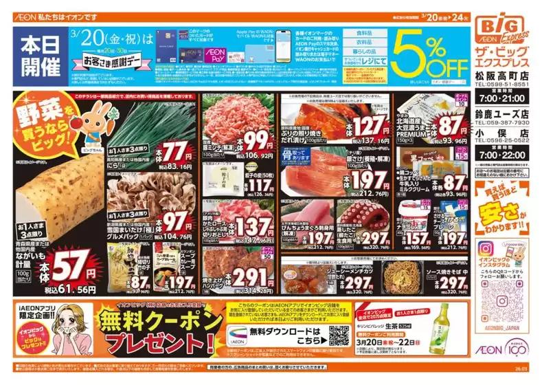 岡崎市でのザ・ビッグのカタログ | トップディールと割引 | 2026-03-20T00:00:00.000Z - 2026-03-24T00:00:00.000Z