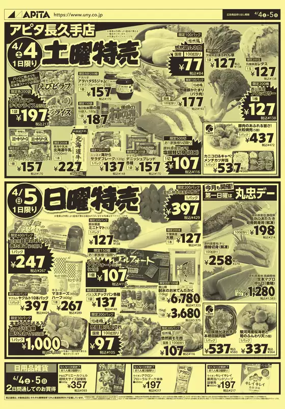 アピタのカタログ | 発見するための新しいオファー | 2026-04-03T00:00:00.000Z - 2026-04-05T00:00:00.000Z