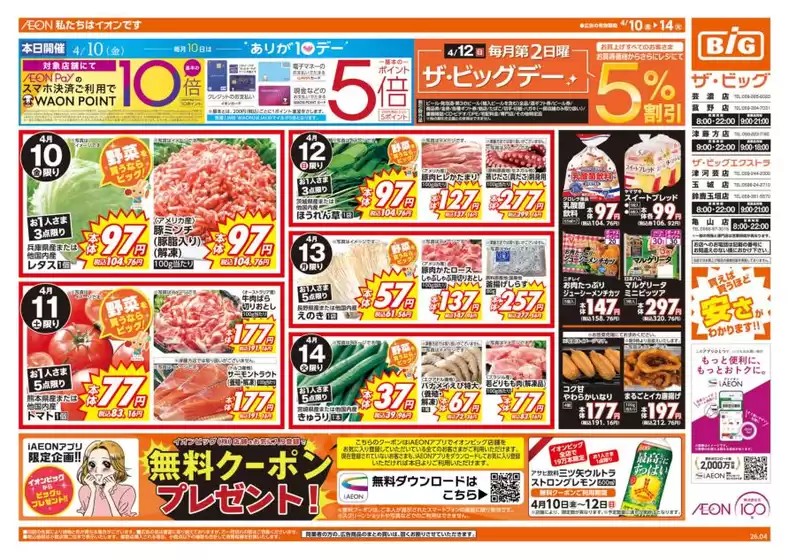 ザ・ビッグのカタログ | 現在の特別プロモーション | 2026-04-10T00:00:00.000Z - 2026-04-14T00:00:00.000Z