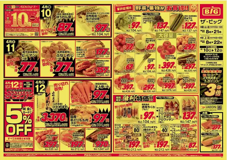 ザ・ビッグのカタログ | 魅力的なオファーを発見する | 2026-04-10T00:00:00.000Z - 2026-04-12T00:00:00.000Z