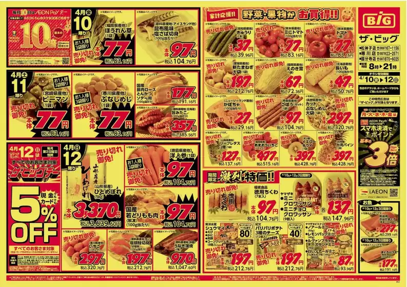 ザ・ビッグのカタログ | 割引とプロモーション | 2026-04-10T00:00:00.000Z - 2026-04-12T00:00:00.000Z