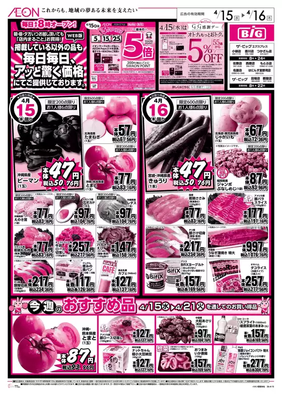 ザ・ビッグのカタログ | 掘り出し物ハンターのためのオファー | 2026-04-15T00:00:00.000Z - 2026-04-16T00:00:00.000Z