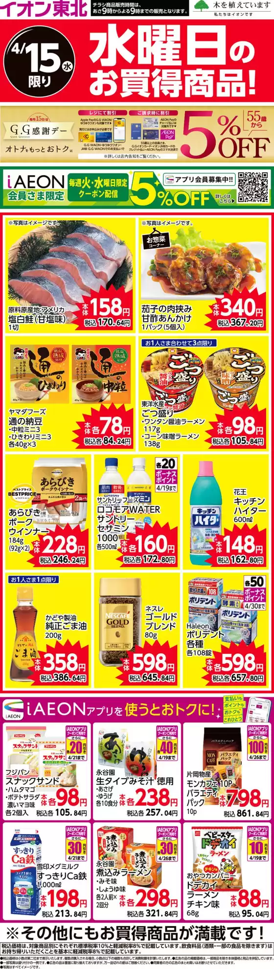 イオンのカタログ | 倹約家のためのトップオファー | 2026-04-15T00:00:00.000Z - 2026-04-15T00:00:00.000Z