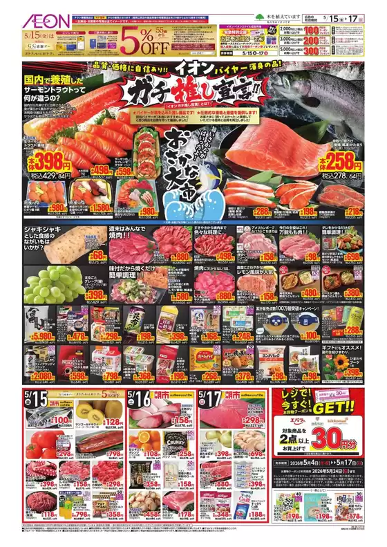 イオンのカタログ | 倹約家のためのトップオファー | 2026-05-14T00:00:00.000Z - 2026-05-17T00:00:00.000Z