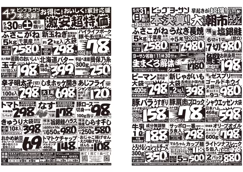 ビッグヨーサンのカタログ | ビッグヨーサン チラシ | 2026-05-30T00:00:00.000Z - 2026-05-31T00:00:00.000Z