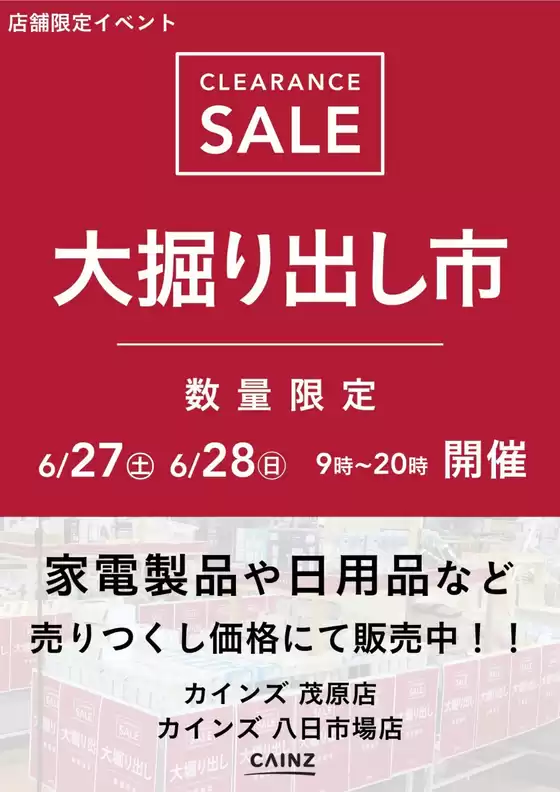 カインズホームのカタログ | 茂原店八日市場店 大掘り出し市 | 2026-06-21T00:00:00.000Z - 2026-06-28T00:00:00.000Z