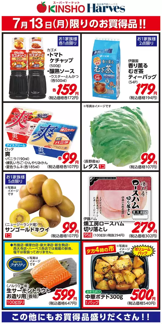 ハーベスのカタログ | 7/13限りのお買得品！ | 2026-07-12T00:00:00.000Z - 2026-07-13T00:00:00.000Z