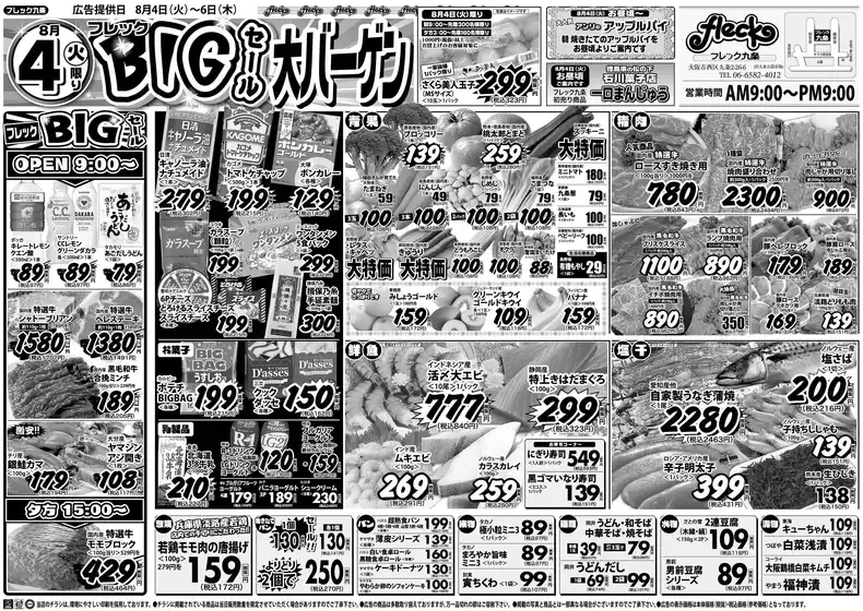 フレック九条のカタログ | フレックBIGセールバーゲン | 2026-08-04T00:00:00.000Z - 2026-08-04T00:00:00.000Z
