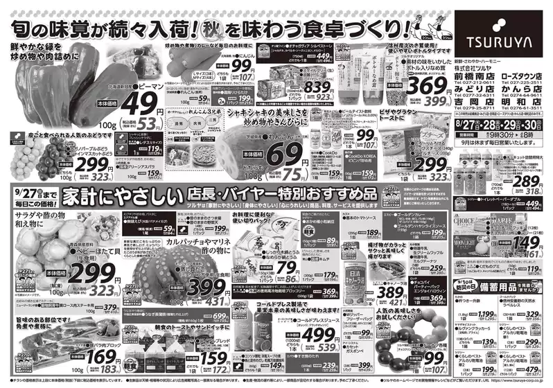 ツルヤのカタログ | 選ばれた製品の素晴らしい割引 | 2026-08-27T00:00:00.000Z - 2026-09-30T00:00:00.000Z