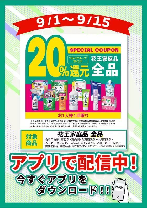 ウェルネスのカタログ | 91915 ウェルネス 花王全品20クーポン | 2026-08-31T00:00:00.000Z - 2026-09-15T00:00:00.000Z