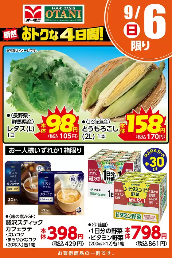 オータニのカタログ | 本日の日替わり商品はこちら | 2026-09-05T00:00:00.000Z - 2026-09-06T00:00:00.000Z