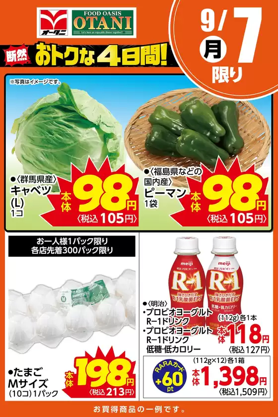 オータニのカタログ | 本日の日替わり商品はこちら | 2026-09-06T00:00:00.000Z - 2026-09-07T00:00:00.000Z