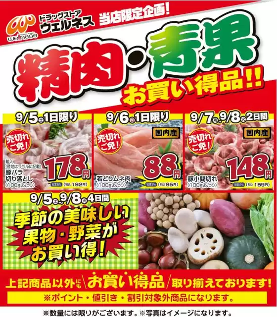 ウェルネスのカタログ | 9598 ウェルネス生鮮LINEチラシ-12 | 2026-09-04T00:00:00.000Z - 2026-09-08T00:00:00.000Z