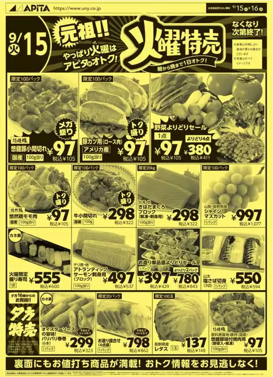 アピタのカタログ | すべてのお客様のための素晴らしいオファー | 2026-09-14T00:00:00.000Z - 2026-09-16T00:00:00.000Z