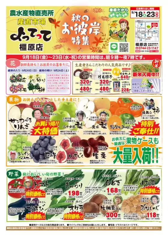 産直市場よってってのカタログ | あなたのための私たちの最高のオファー | 2026-09-18T00:00:00.000Z - 2026-09-23T00:00:00.000Z