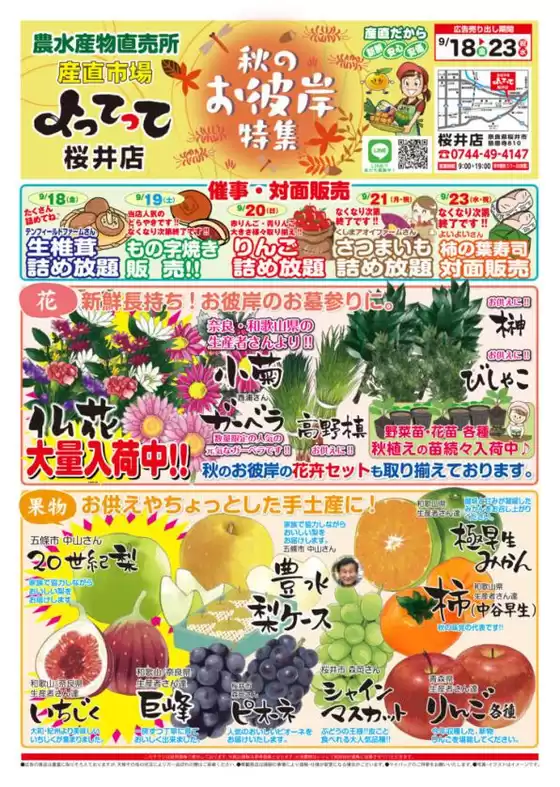 産直市場よってってのカタログ | 排他的な掘り出し物 | 2026-09-18T00:00:00.000Z - 2026-09-23T00:00:00.000Z