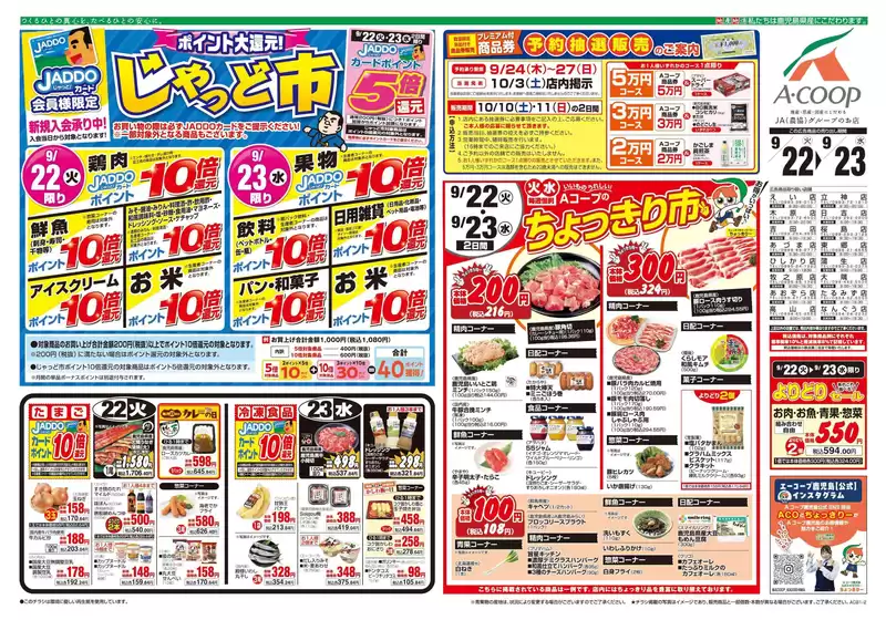 Aコープ 鹿児島のカタログ | 掘り出し物ハンターのための素晴らしいオファー | 2026-09-22T00:00:00.000Z - 2026-09-23T00:00:00.000Z