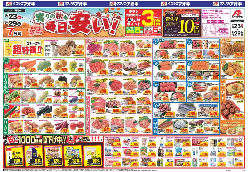 クスリのアオキのカタログ | 掘り出し物ハンターのためのオファー | 2026-09-23T00:00:00.000Z - 2026-09-29T00:00:00.000Z