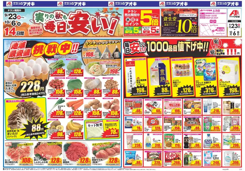 小海町でのクスリのアオキのカタログ | 倹約家のためのトップオファー | 2026-09-23T00:00:00.000Z - 2026-10-06T00:00:00.000Z