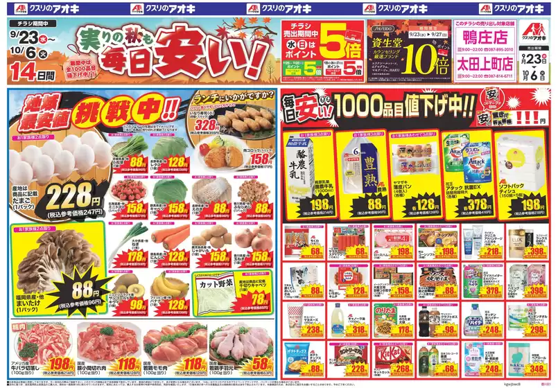 小海町でのクスリのアオキのカタログ | 現在の特別プロモーション | 2026-09-23T00:00:00.000Z - 2026-10-06T00:00:00.000Z