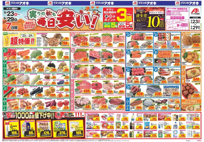 小海町でのクスリのアオキのカタログ | 私たちのお客様のための排他的な取引 | 2026-09-23T00:00:00.000Z - 2026-09-29T00:00:00.000Z